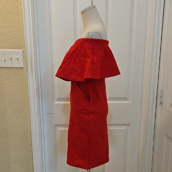 Rolla Coster Red Ruffled Classic Strapless Bodycon Dress Size M - Picture 5 of 8